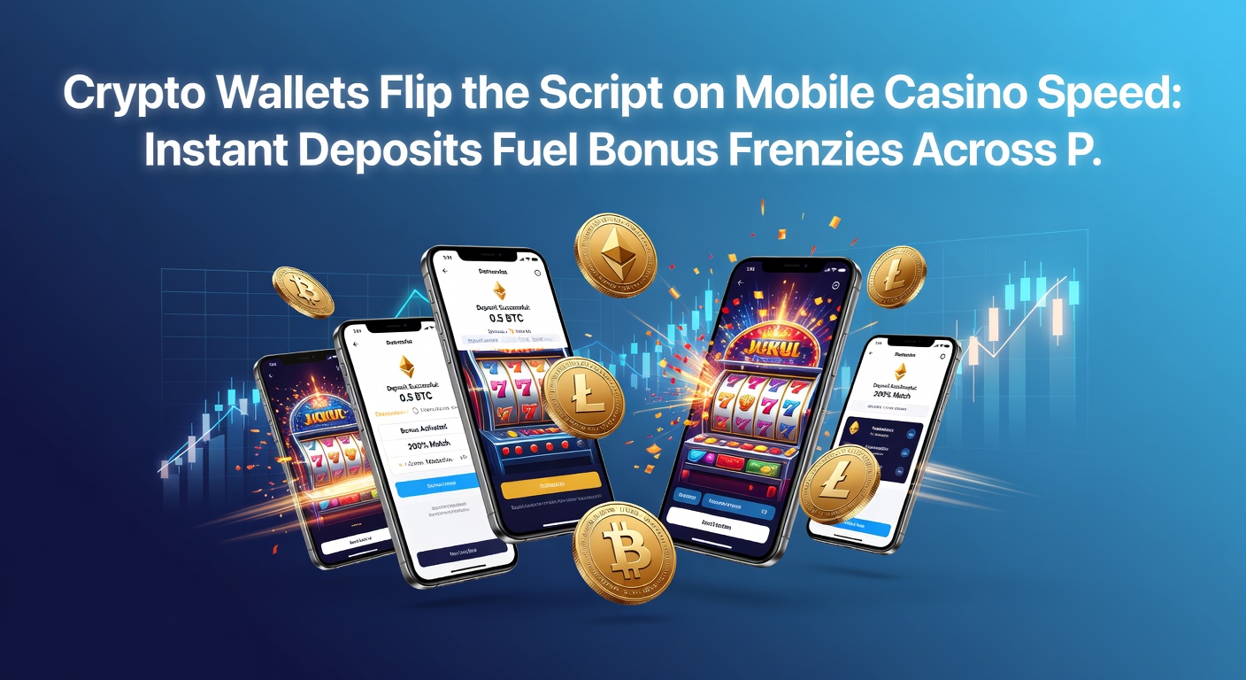 Close-up of a crypto transaction screen on a mobile casino interface, highlighting a successful instant deposit with bonus credits stacking up dynamically