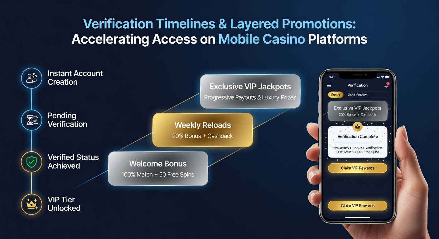 Dashboard view of mobile casino promotions showing unlocked bonus layers after successful verification