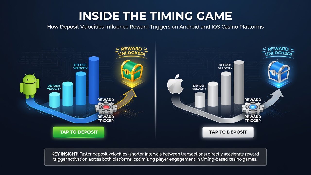 Timing diagram illustrating deposit velocity impact on bonus rewards across mobile casino platforms