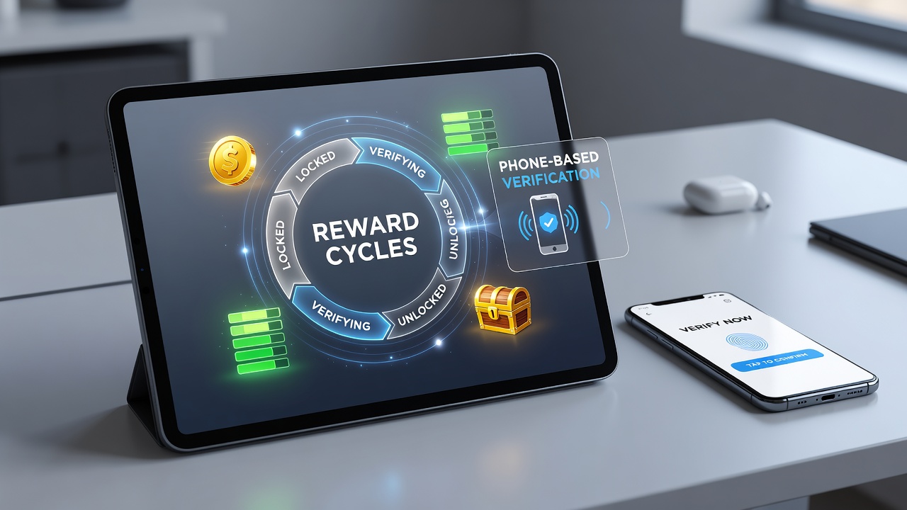 Close-up of smartphone screen showing reward notification after verification